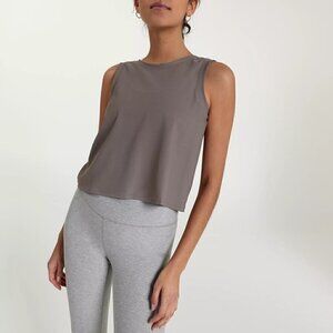 Calia Crop Wrap & Tie Tank Dark Grey Large